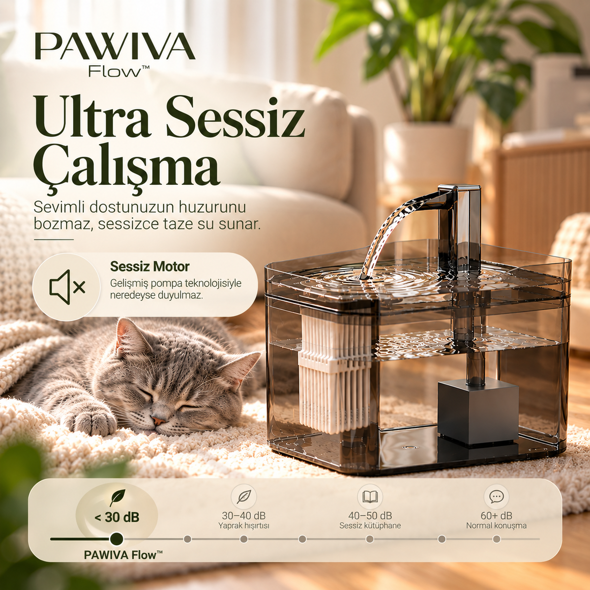 PAWIVA Flow™ – 1.5L Otomatik Su Pınarı