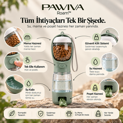 PAWIVA Roam™ – 3'ü 1 Arada Seyahat Su Şişesi