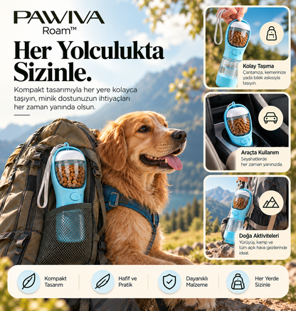 PAWIVA Roam™ – 3'ü 1 Arada Seyahat Su Şişesi