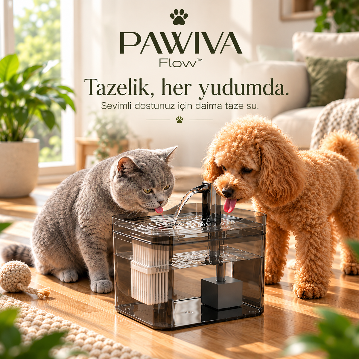 PAWIVA Flow™ – 1.5L Otomatik Su Pınarı