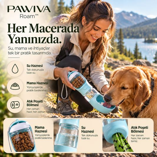 PAWIVA Roam™ – 3'ü 1 Arada Seyahat Su Şişesi